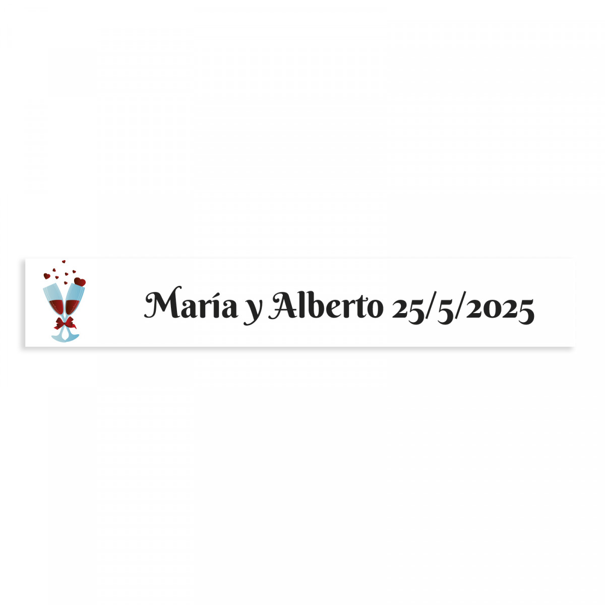 Adhésif personnalisable 5x1 verres entrelacés fond blanc pour mariages