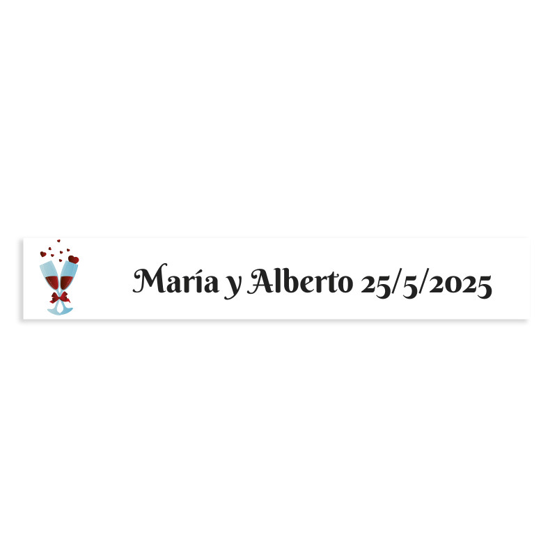 Adhésif personnalisable 5x1 verres entrelacés fond blanc pour mariages