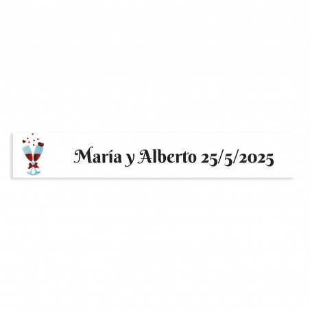 Adhésif personnalisable 5x1 verres entrelacés fond blanc pour mariages