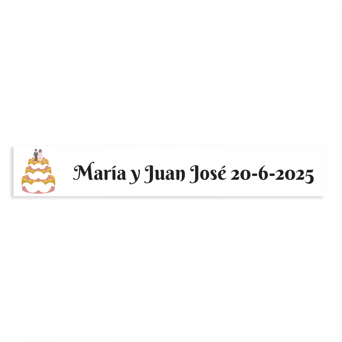 Adhésif personnalisable 5x1 gâteau de mariage fond blanc
