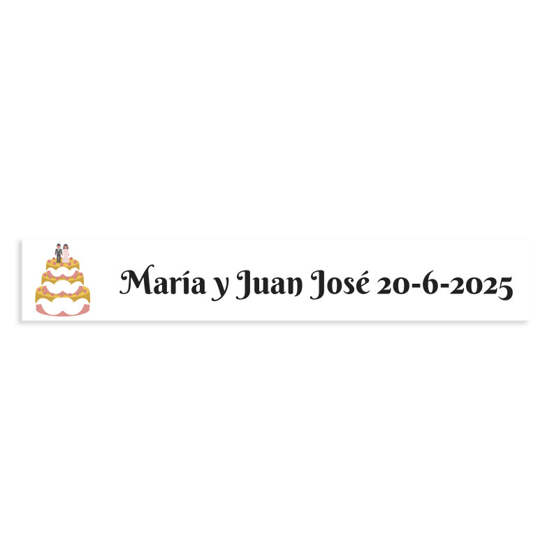 Adhésif personnalisable 5x1 gâteau de mariage fond blanc