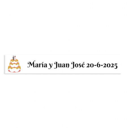 Adhésif personnalisable 5x1 gâteau de mariage fond blanc