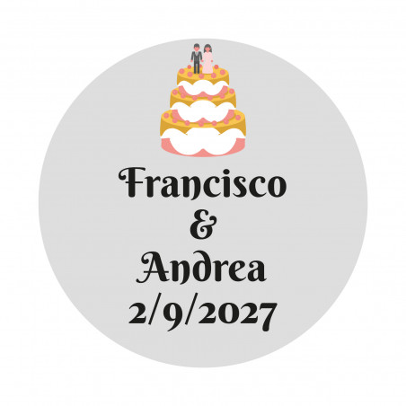 Adhésif personnalisable 2 cm gâteau nuptial fond transparent pour les mariages