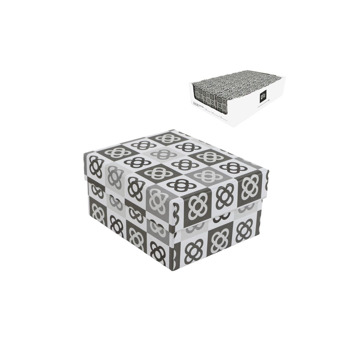 Boîte en kraft avec des motifs géométriques