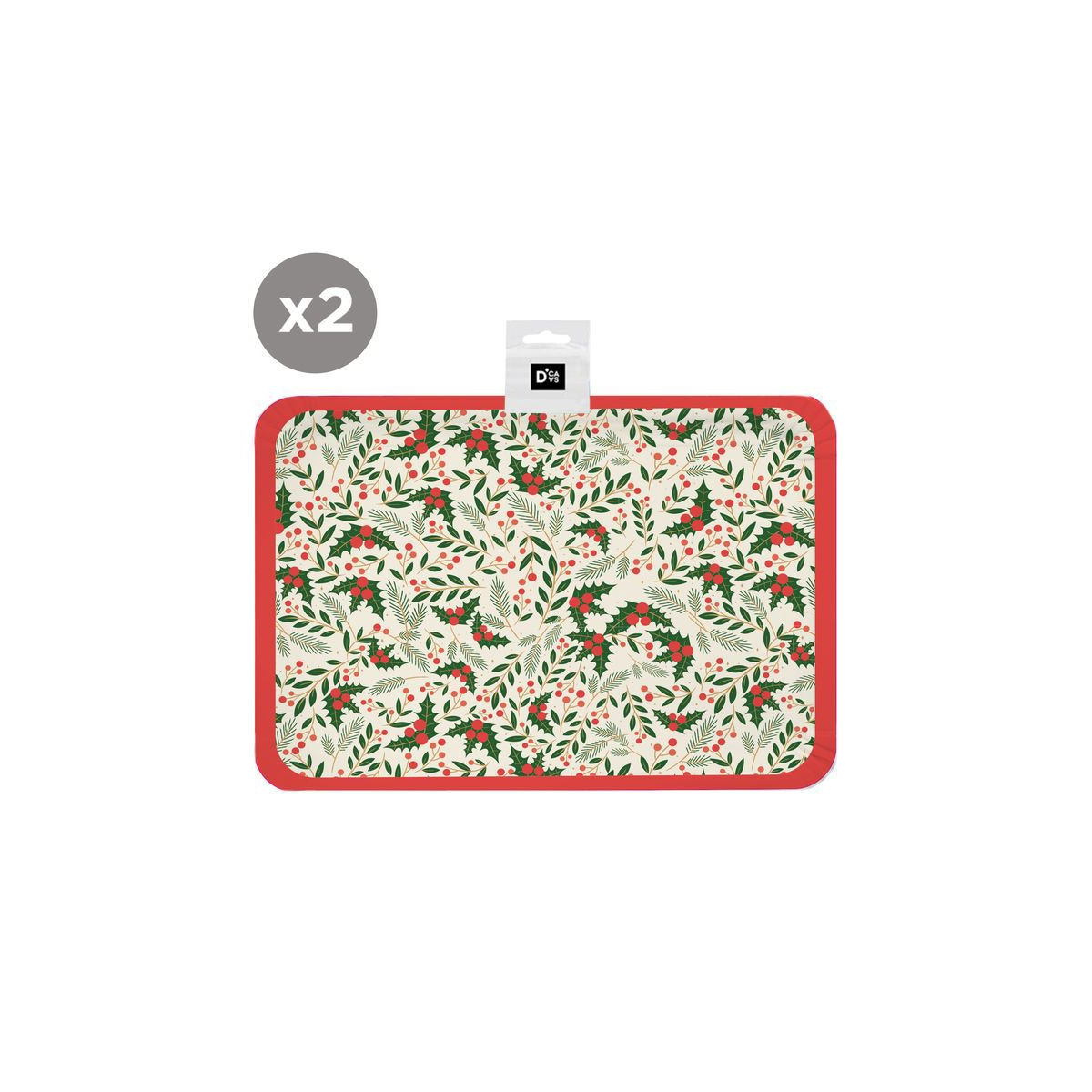 Plateau en carton de Noël en pack de 2 unités