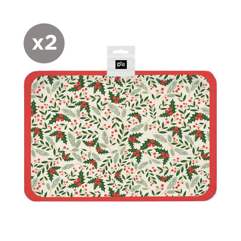 Plateau en carton de Noël en pack de 2 unités
