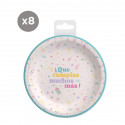 Assiettes jetables pour anniversaires en pack de 8 unités