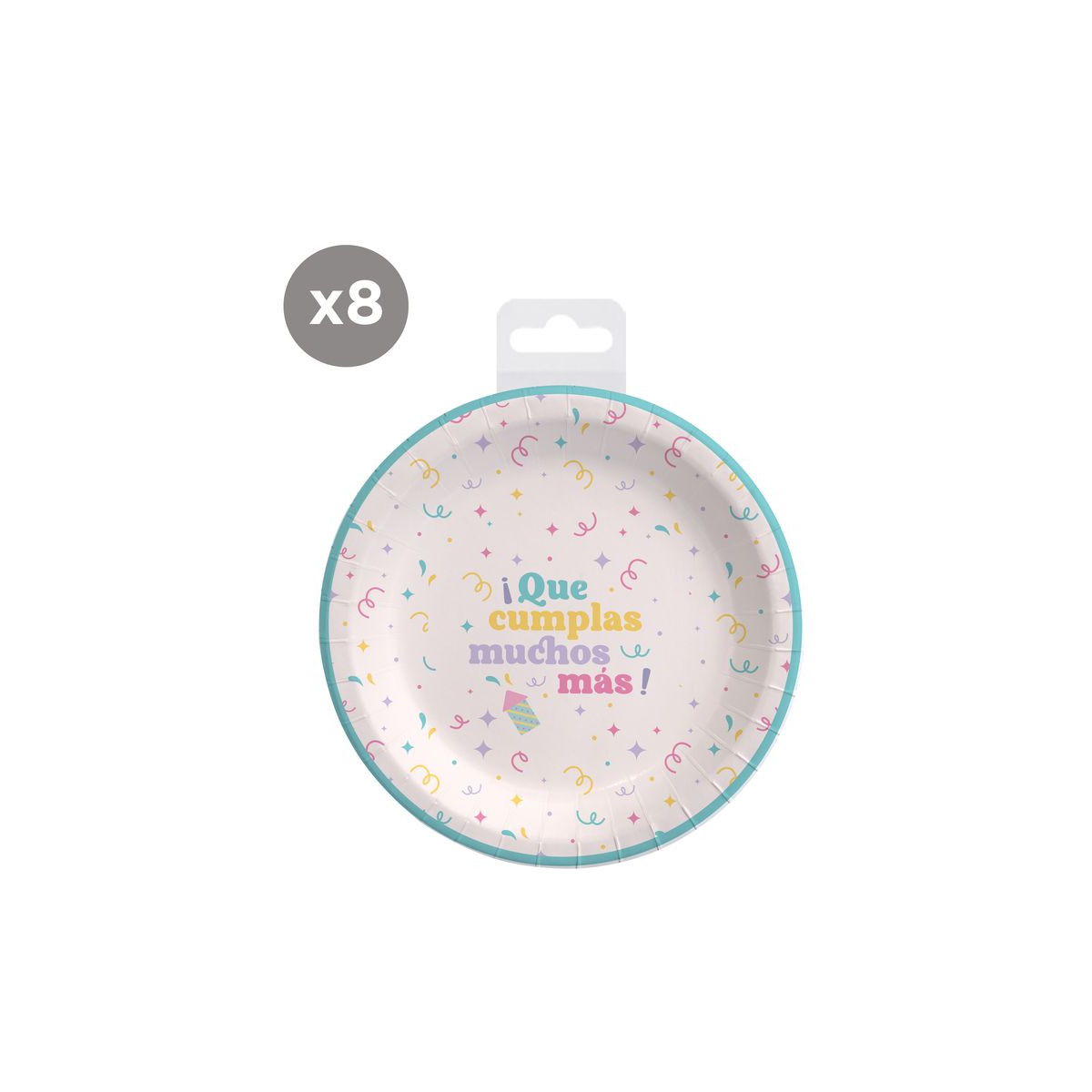 Assiettes jetables pour anniversaires en pack de 8 unités