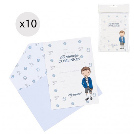 Set de 10 invitations pour la communion d'un garçon