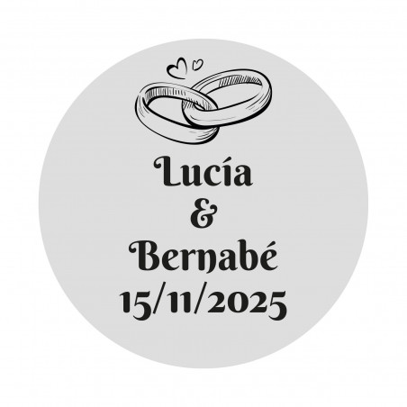 Miroir pliable en liège dans un sac kraft personnalisé avec un autocollant rond transparent pour un mariage
