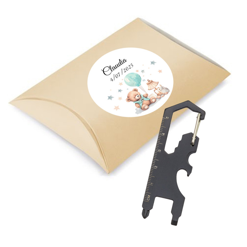 Outil Multifonction Personnalisé avec Mousqueton, cadeau Pratique pour les baptêmes