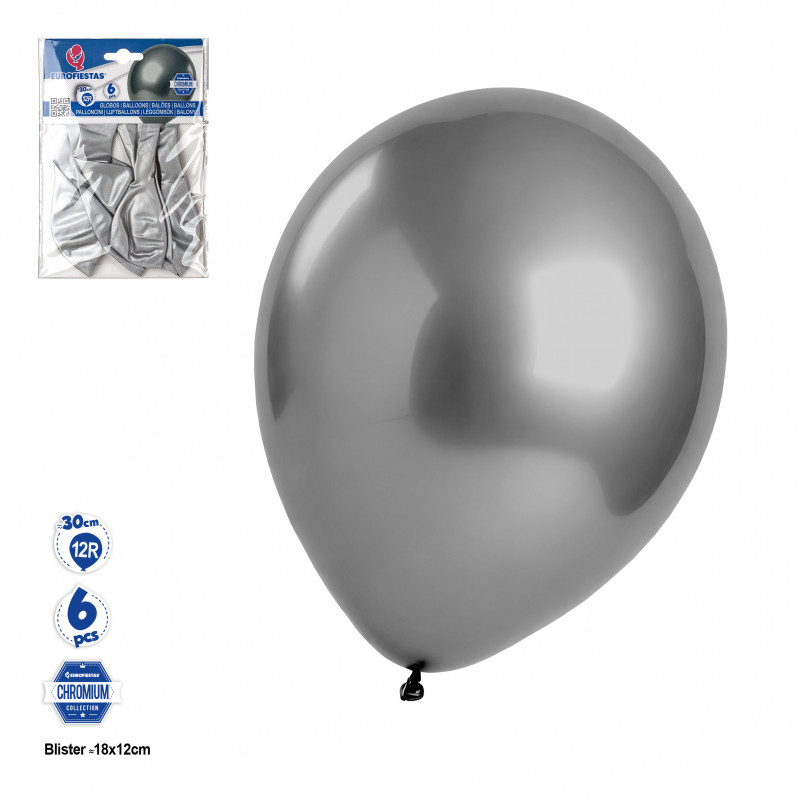 Ballons de couleur argent en paquets de 6 unités