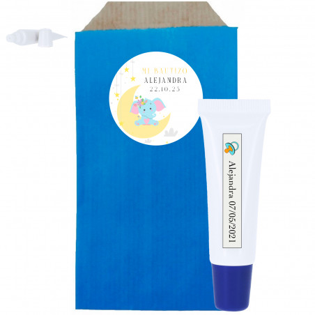 Baume à lèvres personnalisé dans une enveloppe en kraft avec autocollant design éléphant personnalisé pour les détails