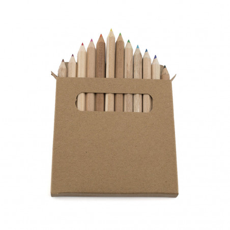 Set de 12 crayons de couleur dans une boîte en carton naturel