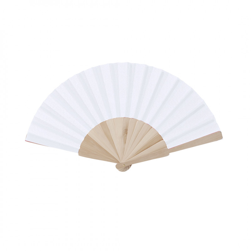 Éventail blanc en bois et tissu Élégance naturelle pour vos événements spéciaux