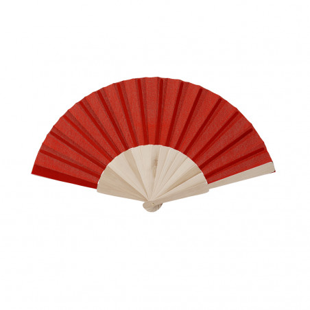Éventail rouge en bois