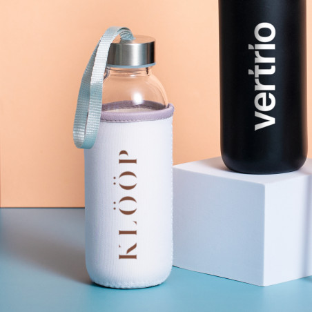 Bidon en Verre avec Housse en Néoprène 420ml : Le détail écologique, coloré et pratique pour vos événements