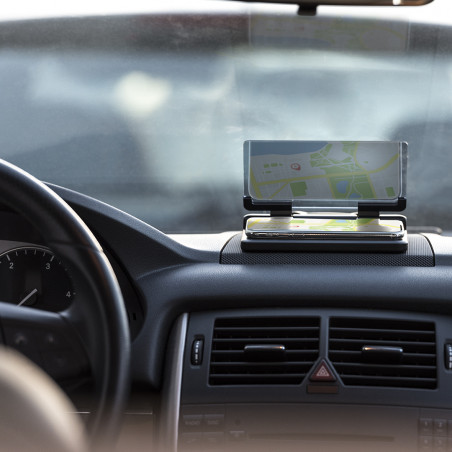 Support pour mobile avec écran réfléchissant et base antidérapante pour voiture