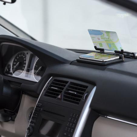 Support pour mobile avec écran réfléchissant et base antidérapante pour voiture