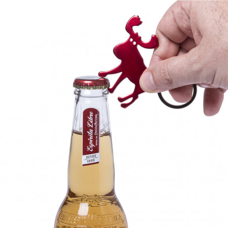 Porte-clés ouvre-bouteille en forme de renne