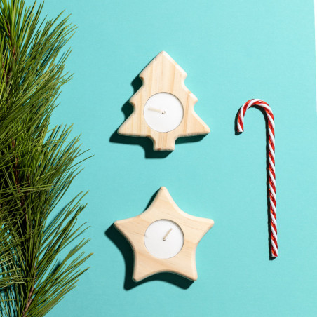 Bougies avec personnages de noël étoile et sapin de noël