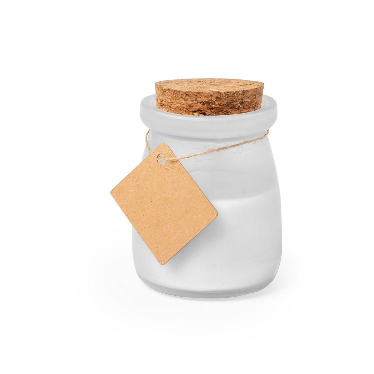 Bougie dans un Pot en Verre Sablé avec Couvercle en Liège Détail Élégant pour Invités
