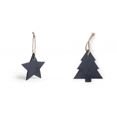 Ornement de Noël en ardoise en forme d'arbre ou d'étoile
