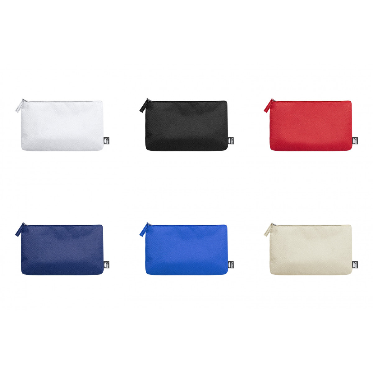 Nécessaire en plastique recyclé rectangulaire avec fermeture éclair de plusieurs couleurs