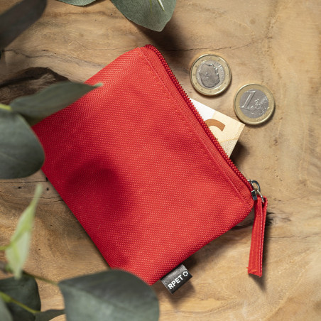 Porte-monnaie en matière recyclée avec fermeture éclair, disponible dans une gamme variée de couleurs