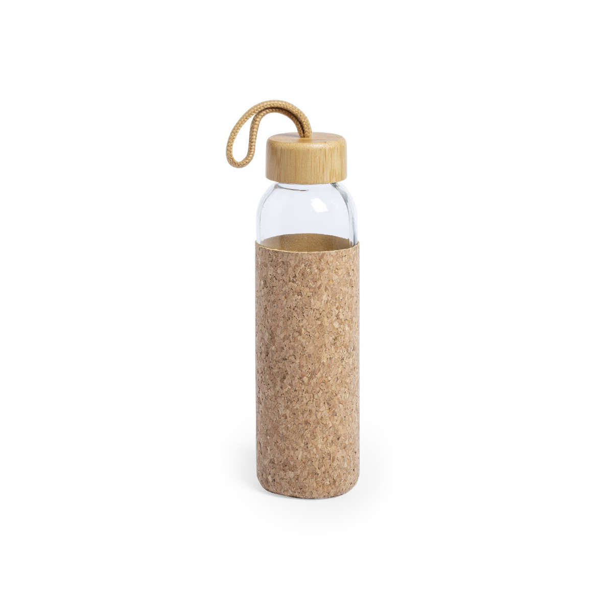 Bouteille en verre avec housse en liège de 500 ml.