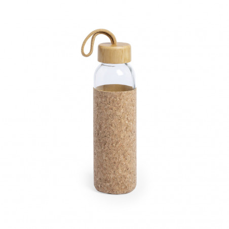 Bouteille en verre avec housse en liège de 500 ml.