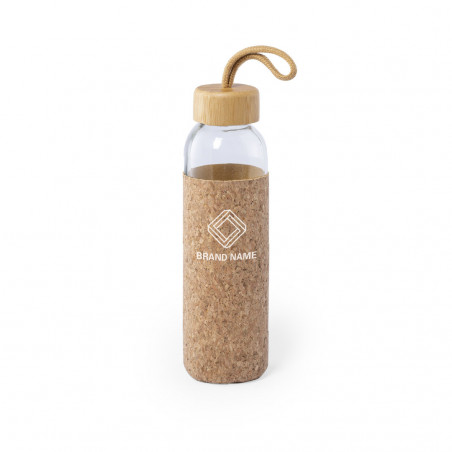 Bouteille en verre avec housse en liège de 500 ml.