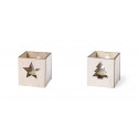 Bougie parfumée dans un pot en verre présentée dans une boîte en bois spéciale Noël