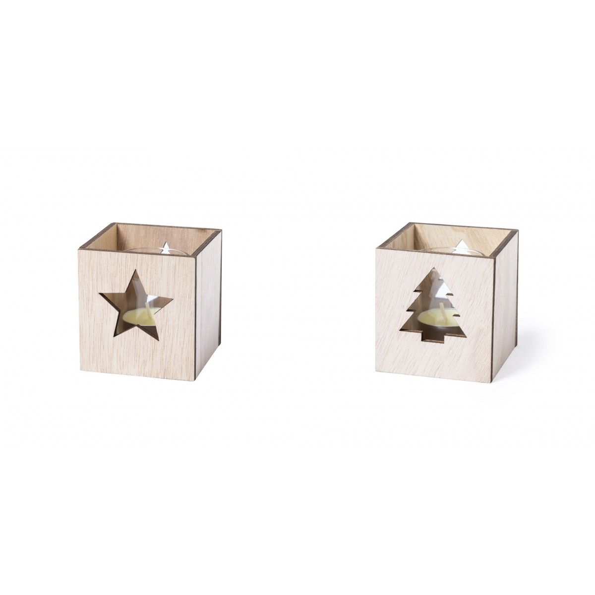 Bougie parfumée dans un pot en verre présentée dans une boîte en bois spéciale Noël