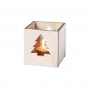Bougie parfumée dans un pot en verre présentée dans une boîte en bois spéciale Noël