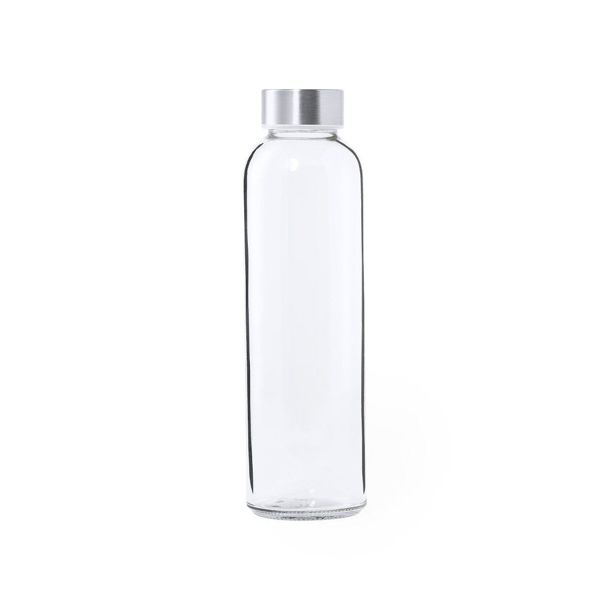 Bouteille transparente en verre avec bouchon en acier