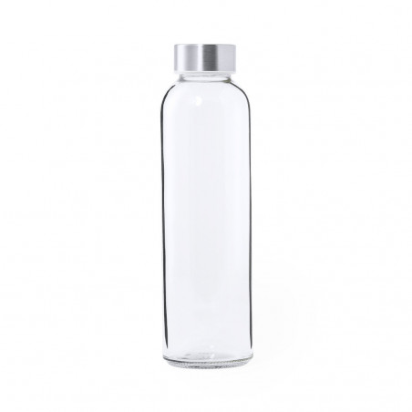 Bouteille transparente en verre avec bouchon en acier