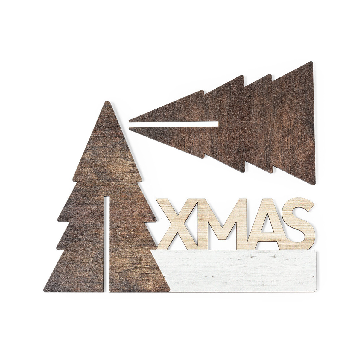 Ornement de Noël en bois bicolore pour table