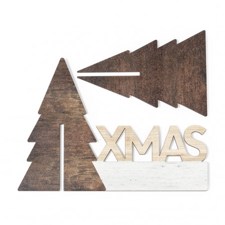 Ornement de Noël en bois bicolore pour table