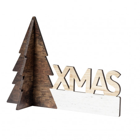 Ornement de Noël en bois bicolore pour table