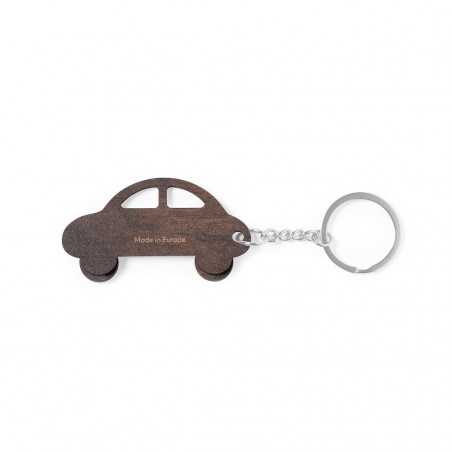 Porte-clés en bois en forme de voiture avec finition bicolore