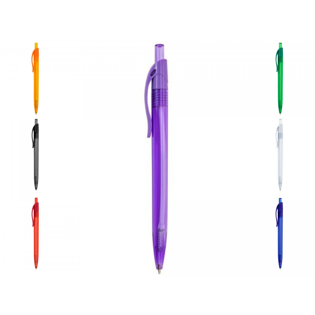 Stylo transparent de couleurs avec clip Détail pratique et économique pour les invités
