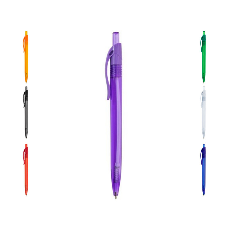 Stylo transparent de couleurs avec clip Détail pratique et économique pour les invités