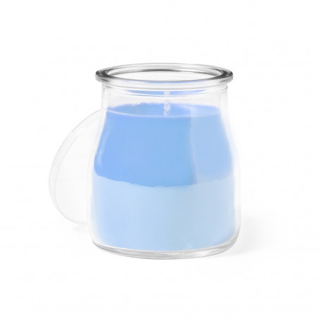 Bougie parfumée dans un pot en verre avec des odeurs et des couleurs variées