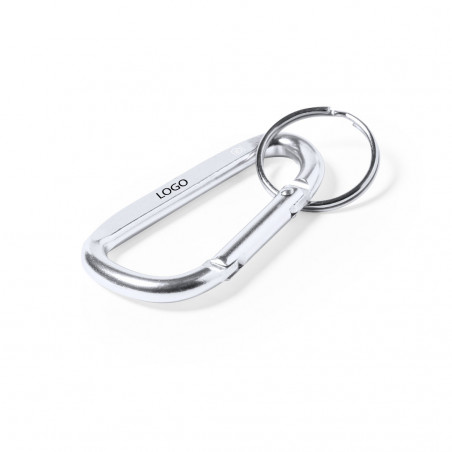 Porte-clés mousqueton en aluminium recyclé avec anneau