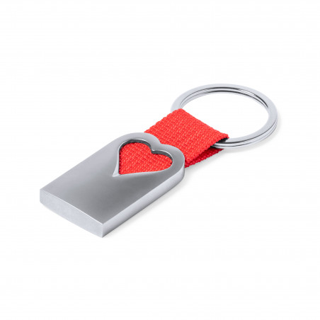 Porte-clés en aluminium découpé en forme de cœur avec ruban à offrir