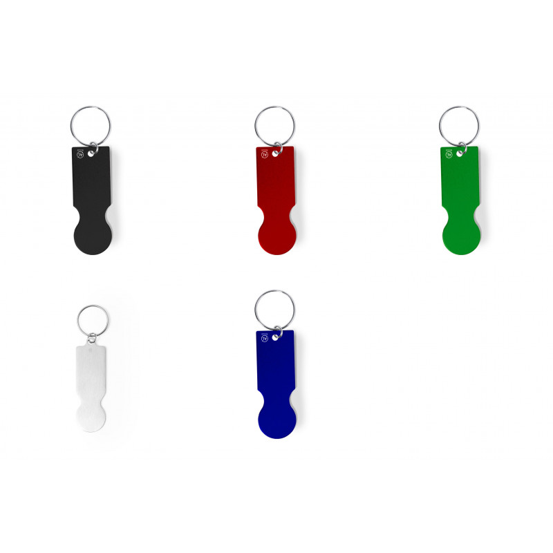 Porte-clés avec pièce intégrée pour chariot de courses disponible en plusieurs couleurs