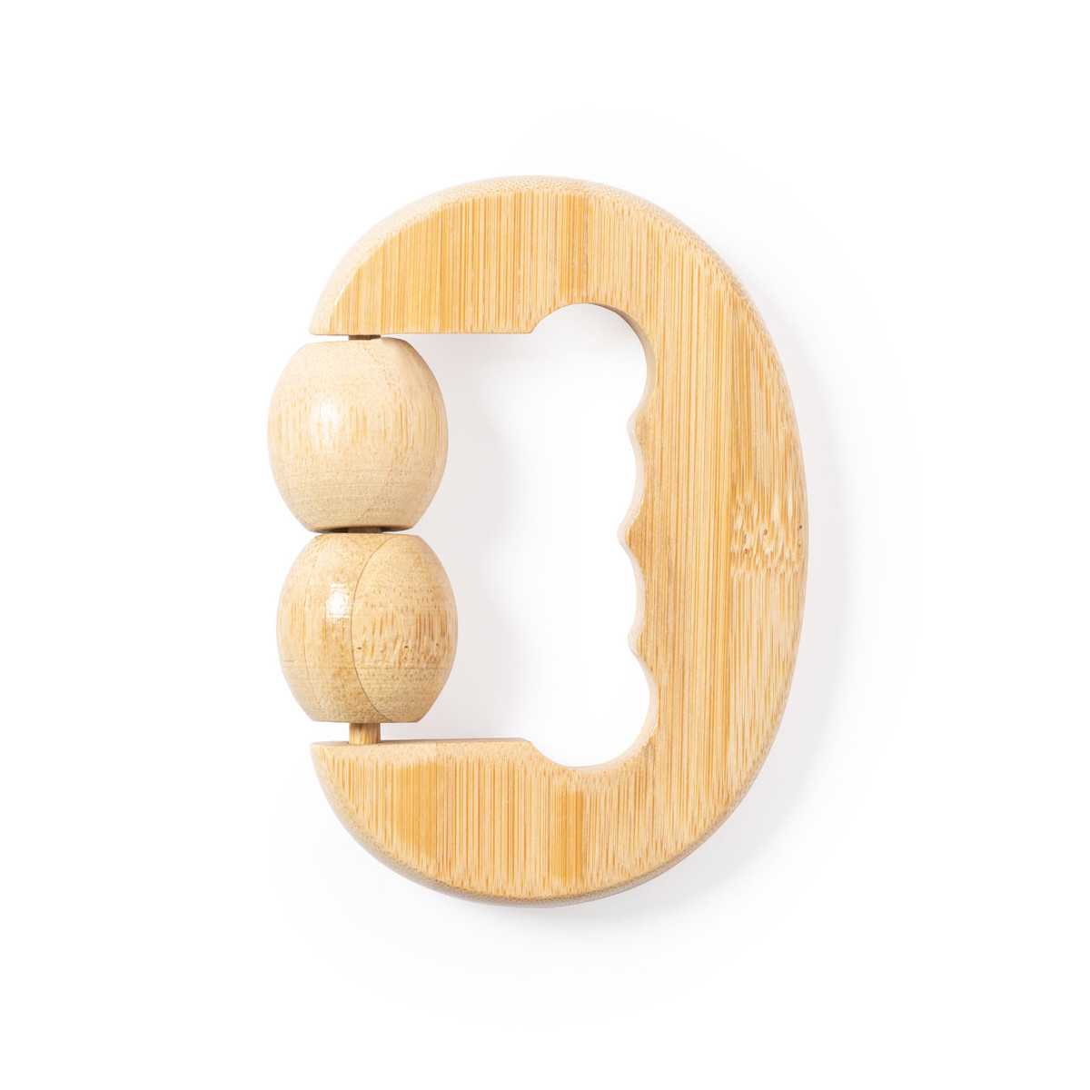 Massager en bambou avec 2 billes et poignée ergonomique