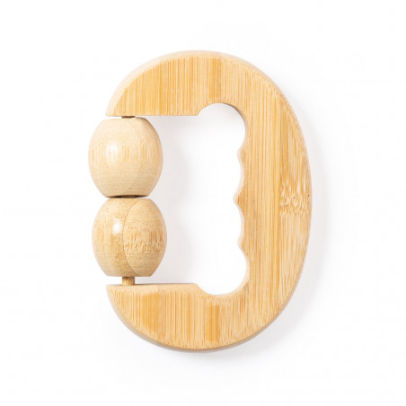 Massager en bambou avec 2 billes et poignée ergonomique