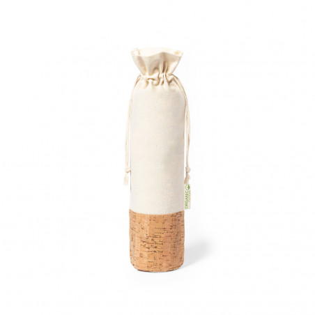 Sac pour bouteilles en coton avec base en liège et fermeture à cordon